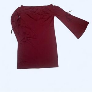Bobeau Burgundy Off-Shoulder Mini Dress